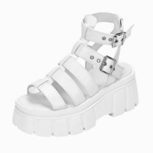 White Platform Sandals NEW Readysalted Lilu 5 White Chunky Sandals Size 6 Y2K